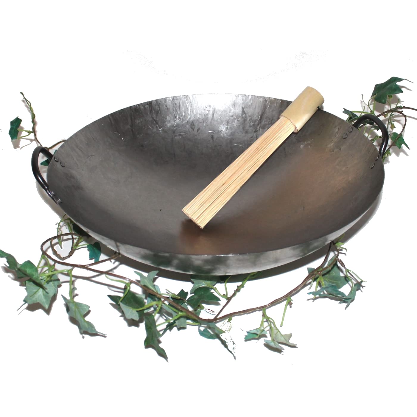 AAF Nommel ® Wok Ölwanne ca. 45 cm Durchmesser mit 2 Griffen/Henkeln mit rundem Boden für Gas, Gastronomie