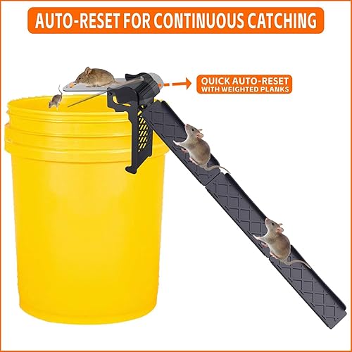 Miniatura 2 de Walk-The-Plank - Trampa para ratones con cubeta para ratones, 5 galones o más grande, multi-captura, reinicio automático, trampas reutilizables para