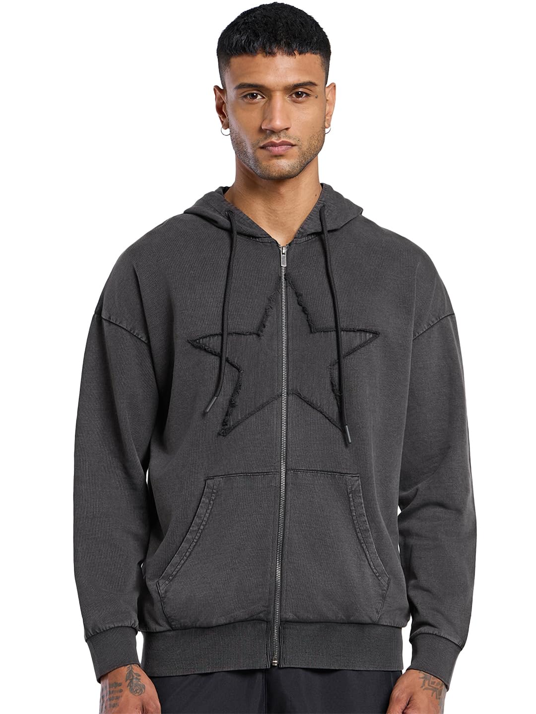Men's Applique Oversized Fit Full Sleeve Cotton Blend Hoodies-image-27