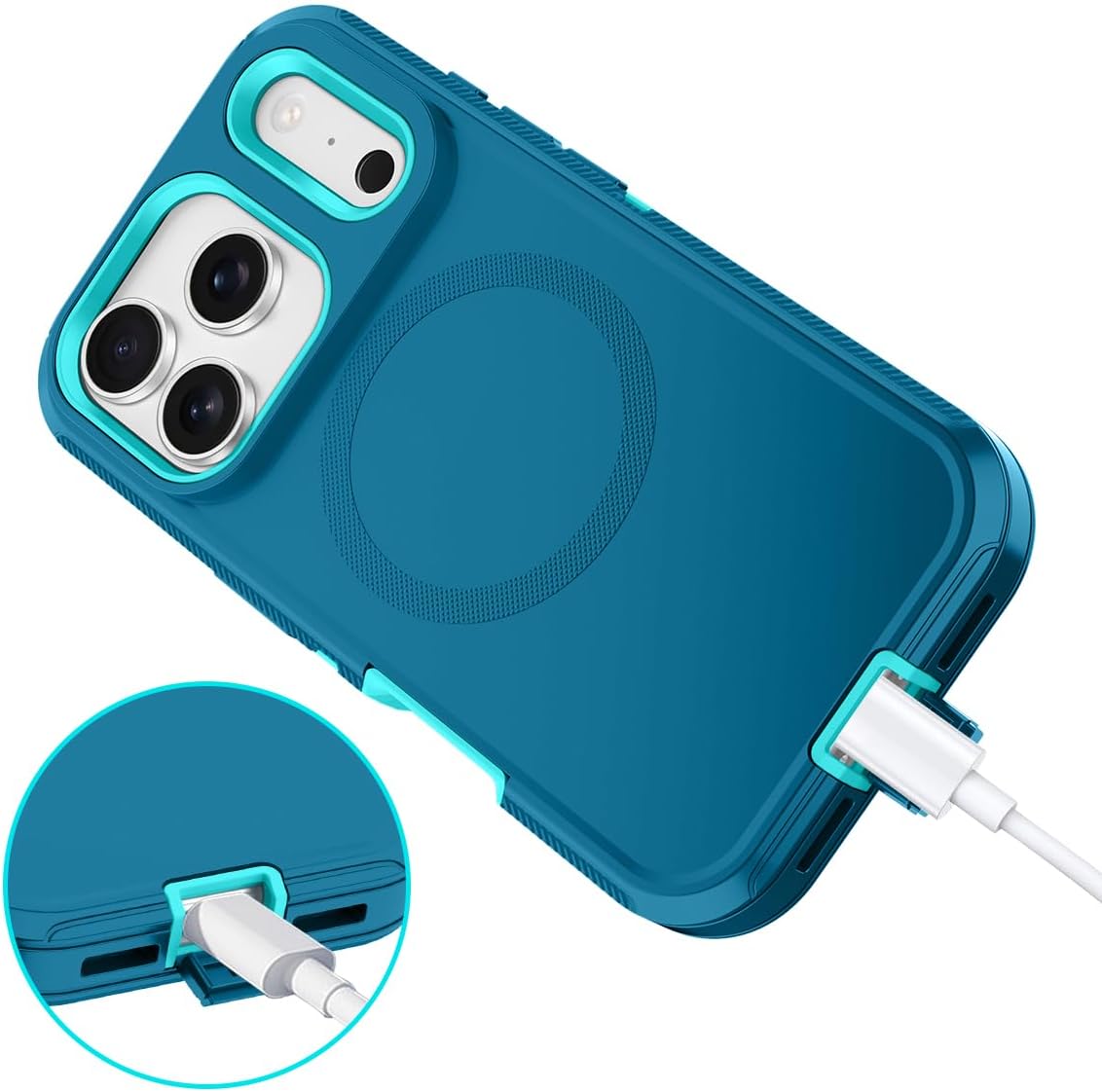 I-HONVA for iPhone 17 Pro Max Case [Compatible with MagSafe] Shockproof 3-Layer Full Body Protection [Without Screen Protector] Rugged Heavy Duty Cover Case for Apple iPhone 17 Pro Max,Turquoise - Image 5