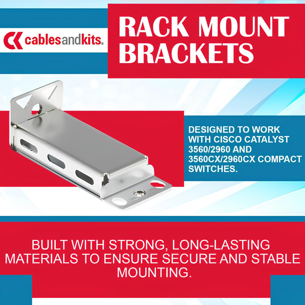 CablesAndKits RCKMNT-19-CMPCT= Rack-Montage-Kit für Cisco 3560/2960 CX | Passend für Cisco Catalyst 3560/2960, CX-Serie und 9200CX-Kompaktschalter; inklusive 2 Metall-Rack-Halterungen und Schrauben