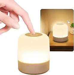 Luminária LED Touch 3 Cores com Controle e Temporizador | Abajur Recarregável USB com Escurecimento Contínuo | Luz Noturna Decorativa e Proteção para os Olhos