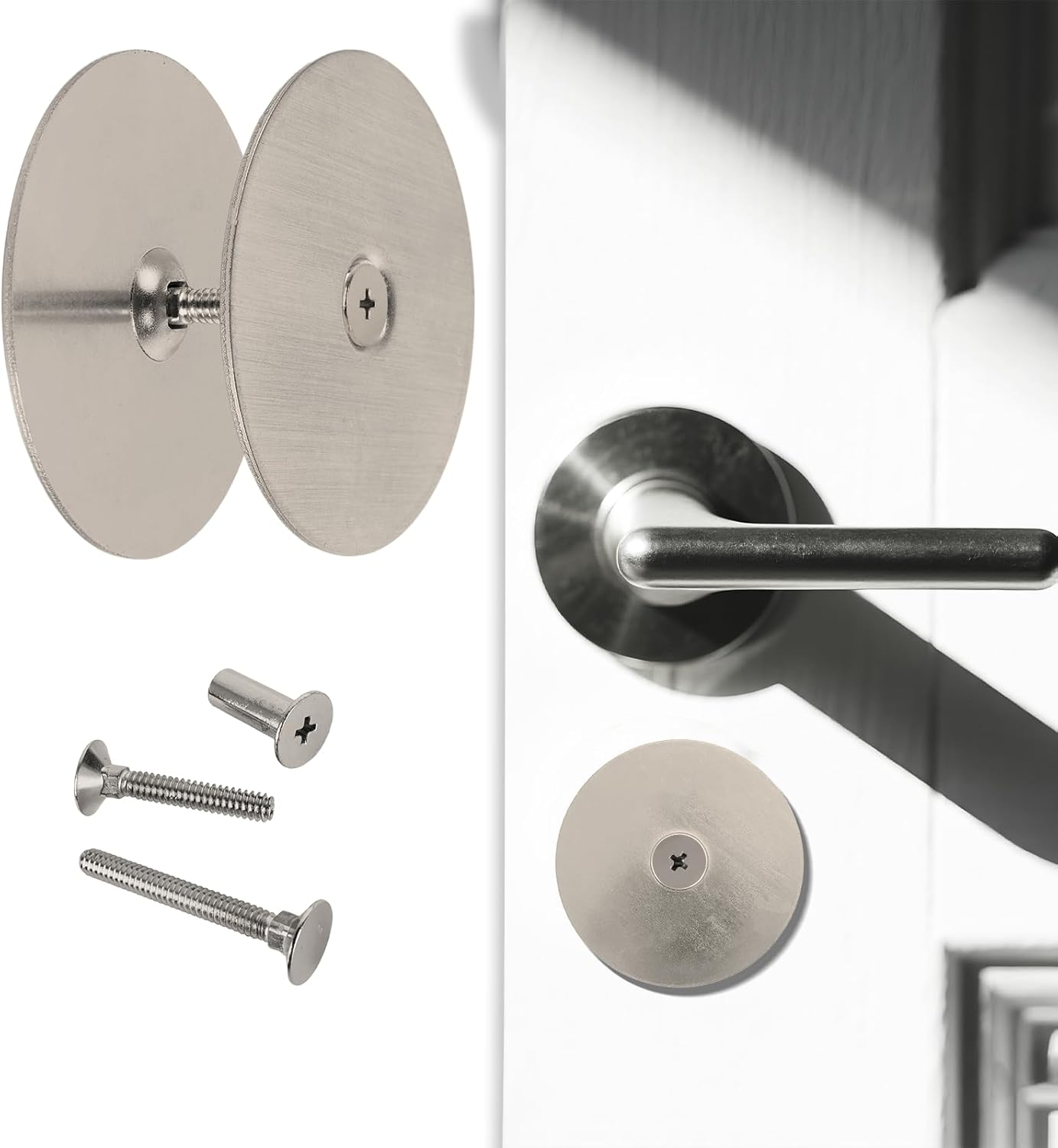 Door Hole Cover Plate, Deadbolt Cover Plate, Door Knob Hole Cover with 1 Inch and 1.5 Inch Connecting Screws, 2-5/8" Diameter, Repair Locks and Doors Hole for Home Security (Gold)