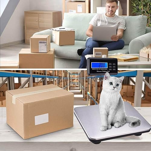 Miniatura 7 de Báscula de envío de acero inoxidable resistente Báscula postal digital LCD para paquetesequipajeoficina de correoshogar, 660 lbs300 kg de capacidad,