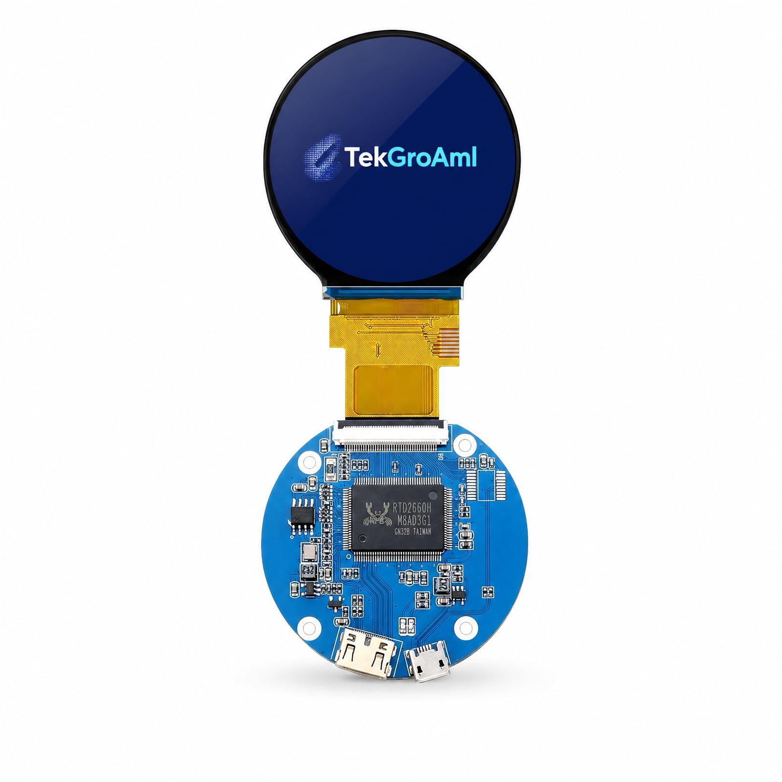 TekGroAml Mini okrągły ekran LCD IPS, okrągły ekran 2,1" 480 x 480 i karta kontrolna Micro HD