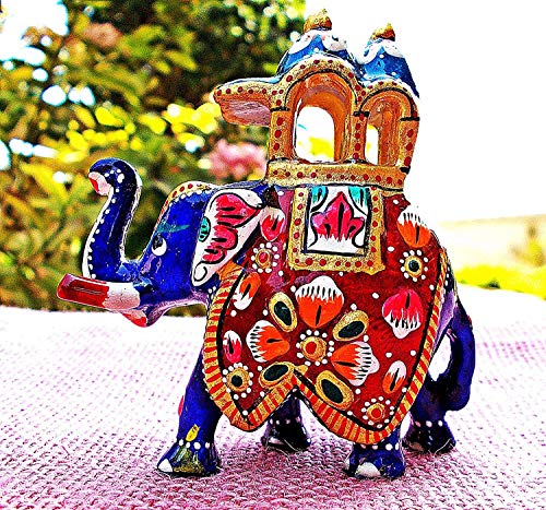Statue éléphant peint à la main figurine Animal en métal Sculpture d'éléphant Lucky Home Decor Cadeau Cover