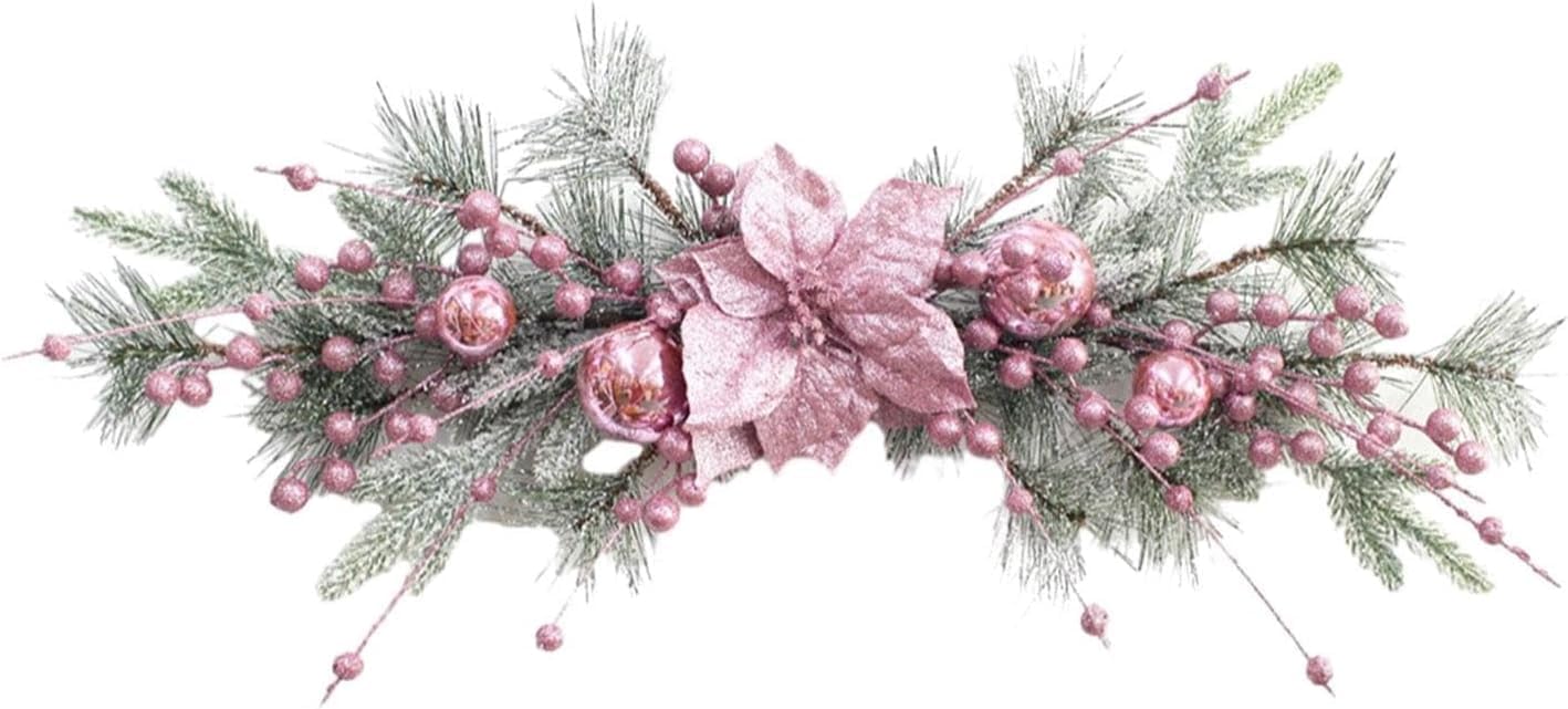 Christmas Swag Xmas Wreath Garland with Ball Decor Xmas Teardrop Swag Christmas Door Swag Xmas Hanging Garland Front Door Swags for Xmas Front Door Decor - Style A
