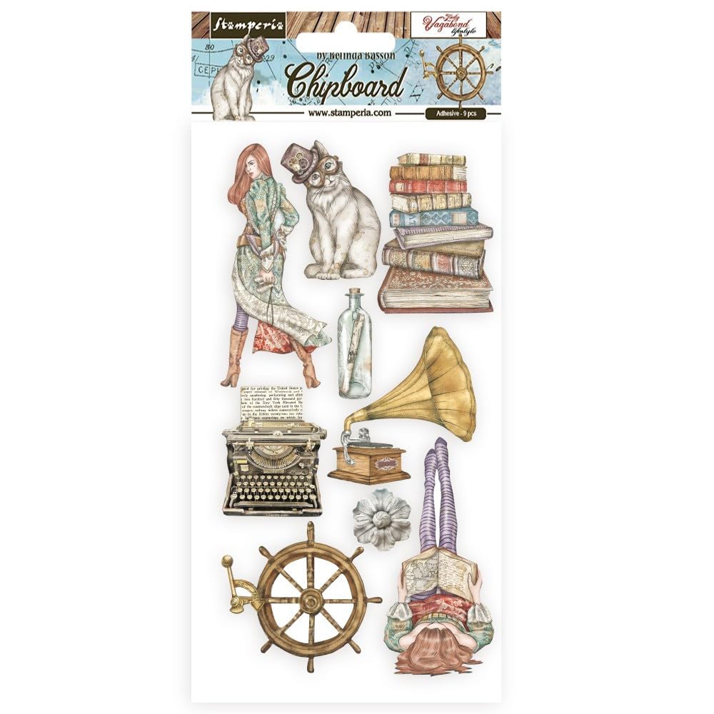 Stamperia International Adhesive Shapes-Lady Vagabond-Lifestyle Elements, Multicoloured, 15x30 cm