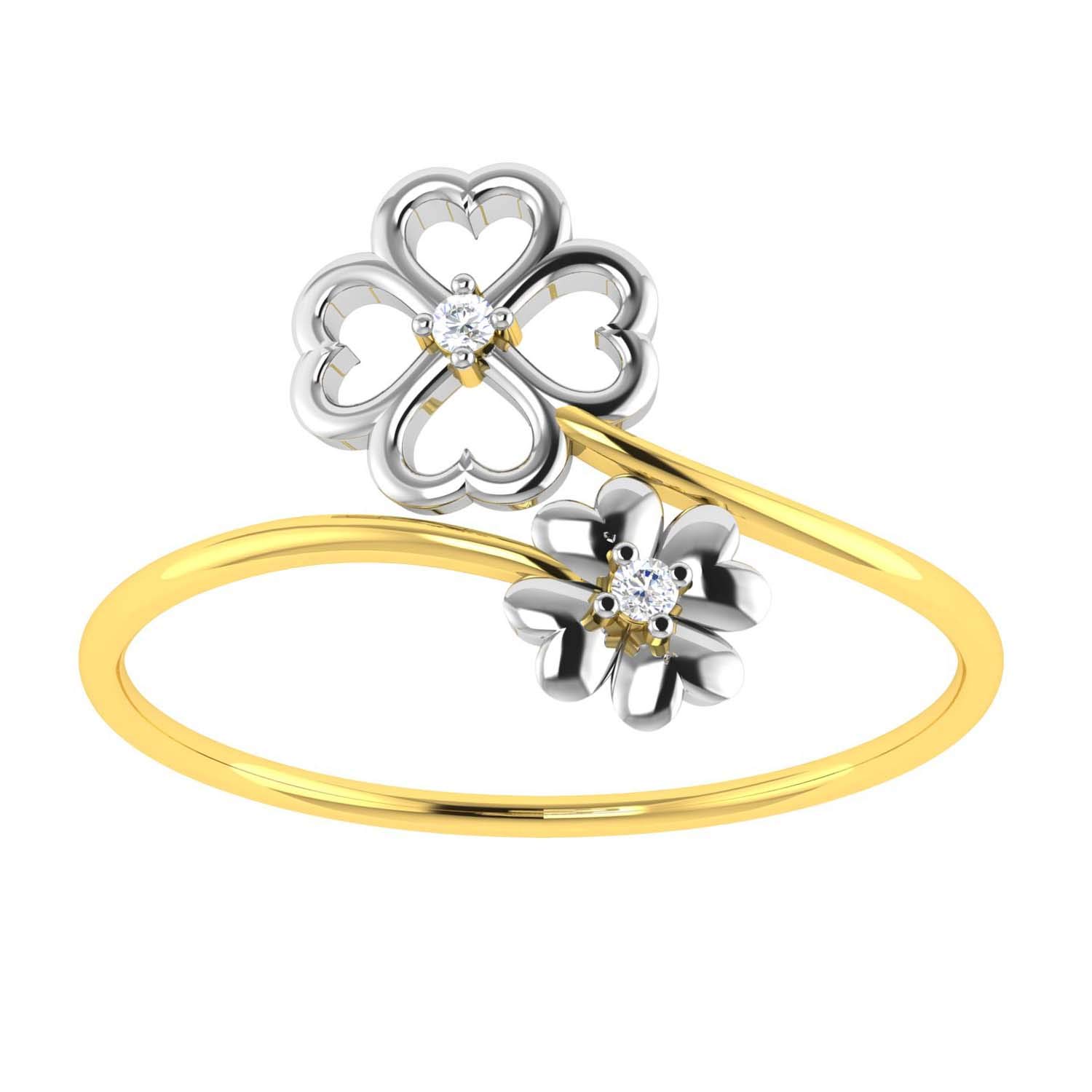 avsar 18KT Yellow Gold and American Diamond Ring for Women-picture-39