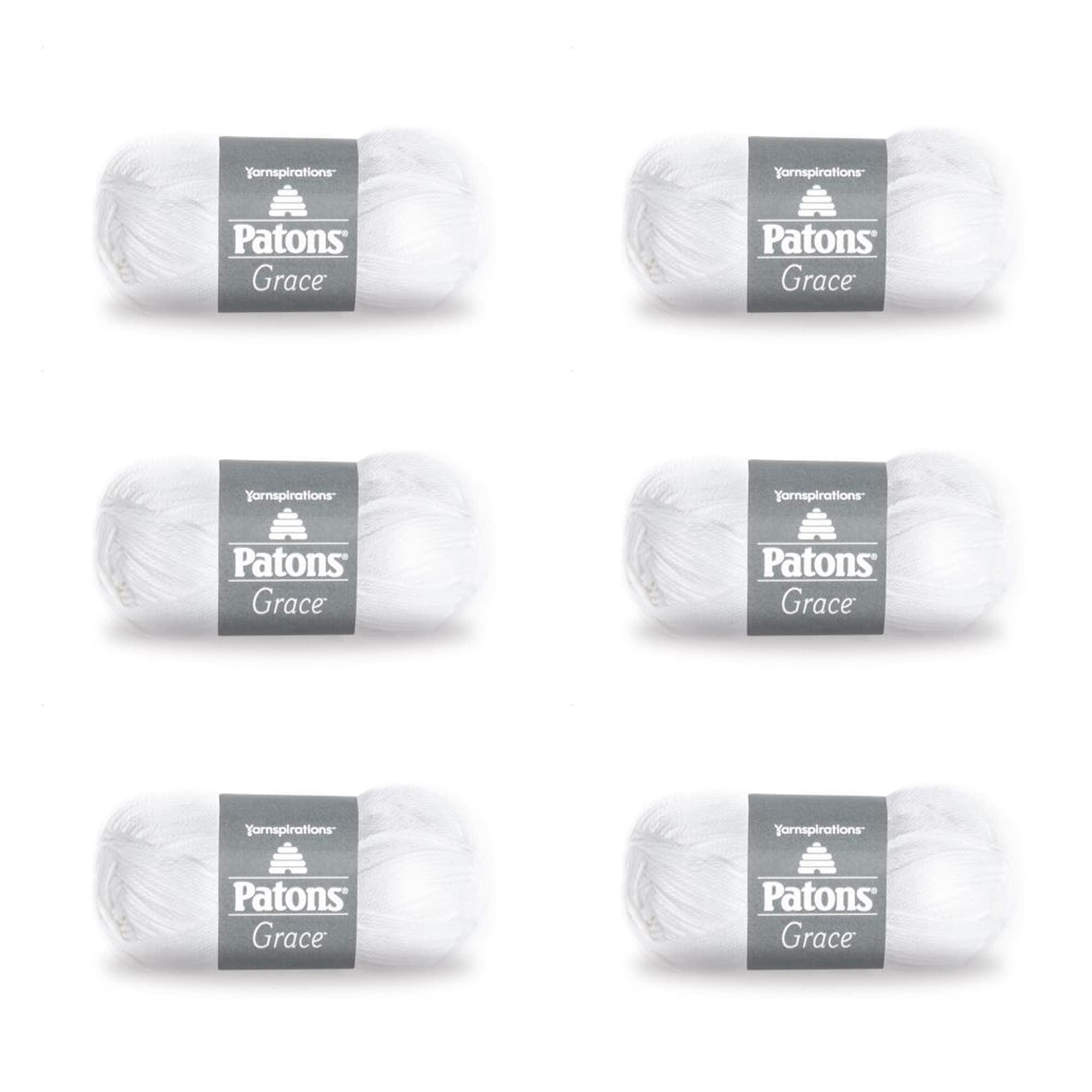 Patons Grace Snow Garn, 50 g, Baumwolle, 3 DK, 130 m, Stricken/Häkeln, 6 Stück