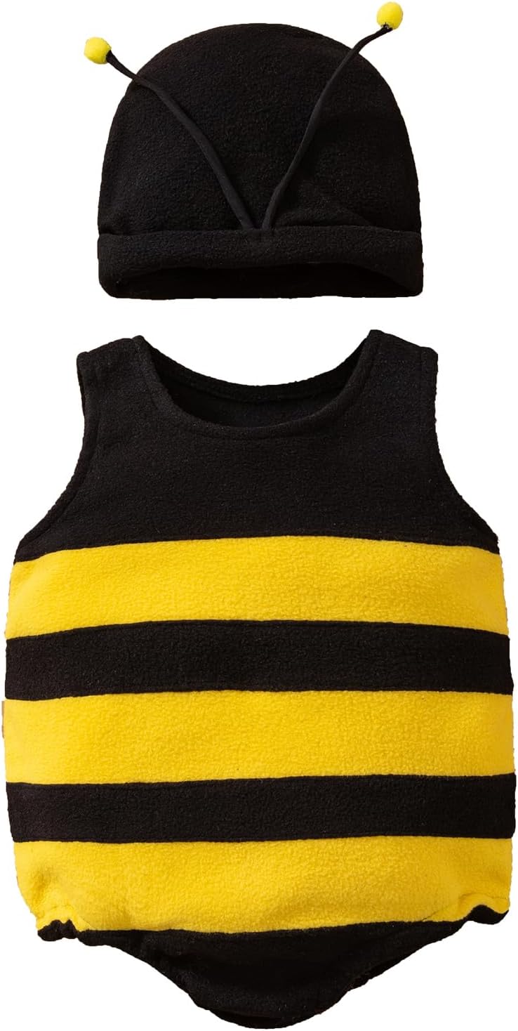 Infant Baby Outfits Girl Boy Bees Romper Hoodies Baby Halloween Costumes With Hat
