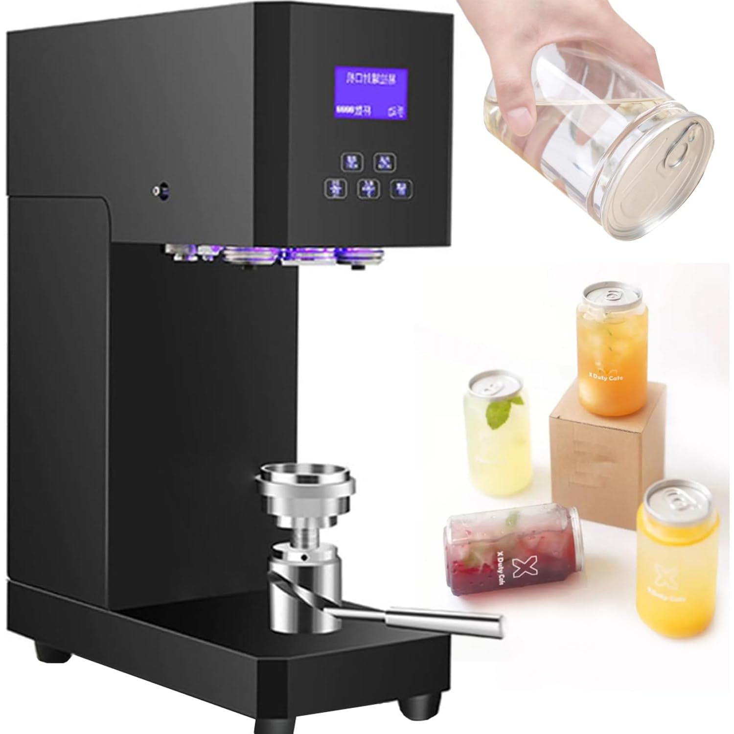 Sigillatrice elettrica per tazze con contatore e display LCD, tappatrice automatica per bottiglie e tazze di 55 mm di diametro, regolabile in altezza, ideale per uso domestico o aziendale
