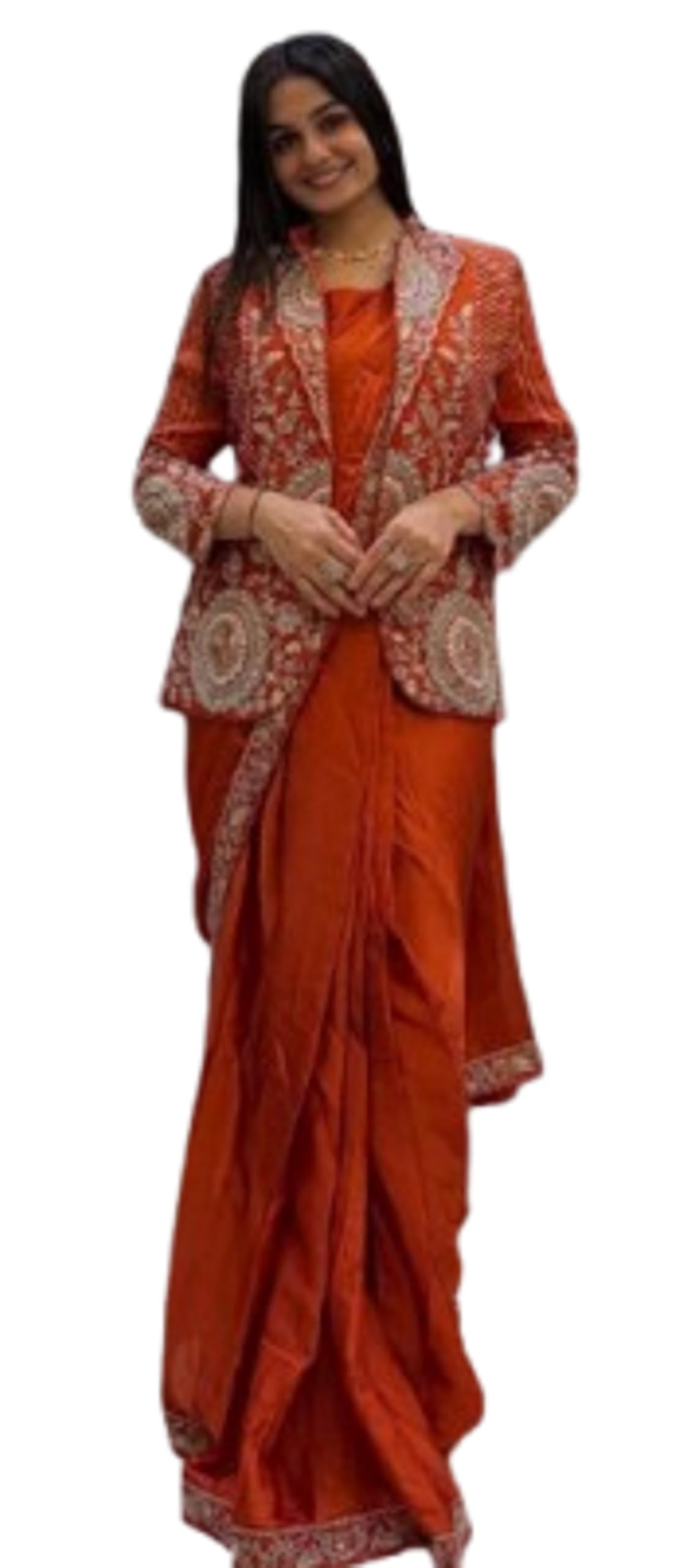 royalstyle Lehenga Choli For Women's And Girls For Style Premium rangoli With Embroidery cording Sequins Work Blouse wedding bollywood party girls wear dhoti indo western Orange-picture-26