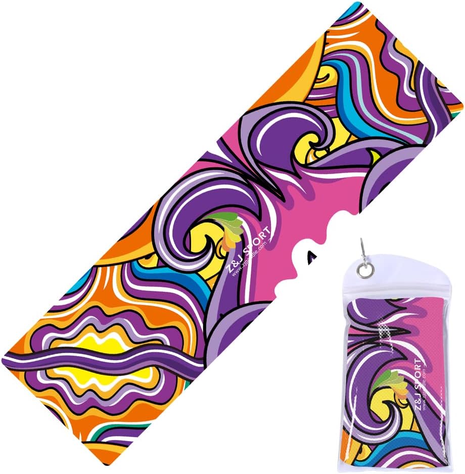 Z&J SPORT Cooling Towel for Neck and Face, Microfiber Ice Golf Towel, Soft Breathable Yoga Towel, Neck Cooling Wraps for Yoga, Gym, Workout, Camping, Running, Beach, Swimming（39.4”*11.8”） (Color Wave)