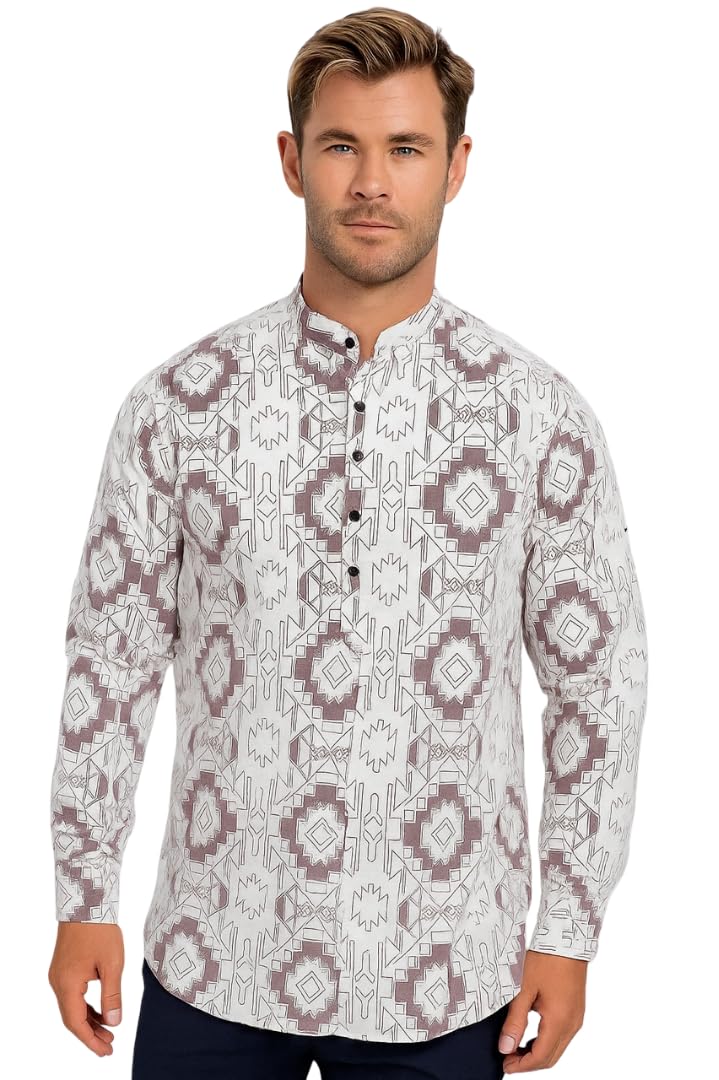 Men’s Premium Short Cotton Kurta | Geometric Printed Ethnic Wear for Casual & Special Occasions-picture-13