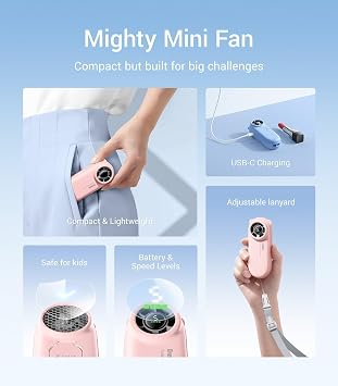 Diveblues TurboBear Portable Handheld Turbo Fan, 5 Gear Wind, Travel Essentials, Small Hand Held Fan Rechargeable, Mini Personal Fans Cooling, Battery Powered, Pocket Cute Gifts Women