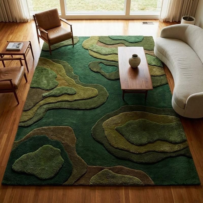 AADIRUGS Hand Tufted Wool Area Rug 8x11 Ft (96x132 Inch) Modern Abstract Premium Carpet for Living Room Bedroom Soft Thick Handmade Luxury Rug