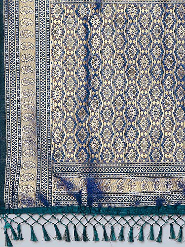 Image of AKHILAM Women's Banarasi Silk Blend Woven Design Golden zari Work Saree With Unstitched Blouse Piece (2PAKHI41 Parent)