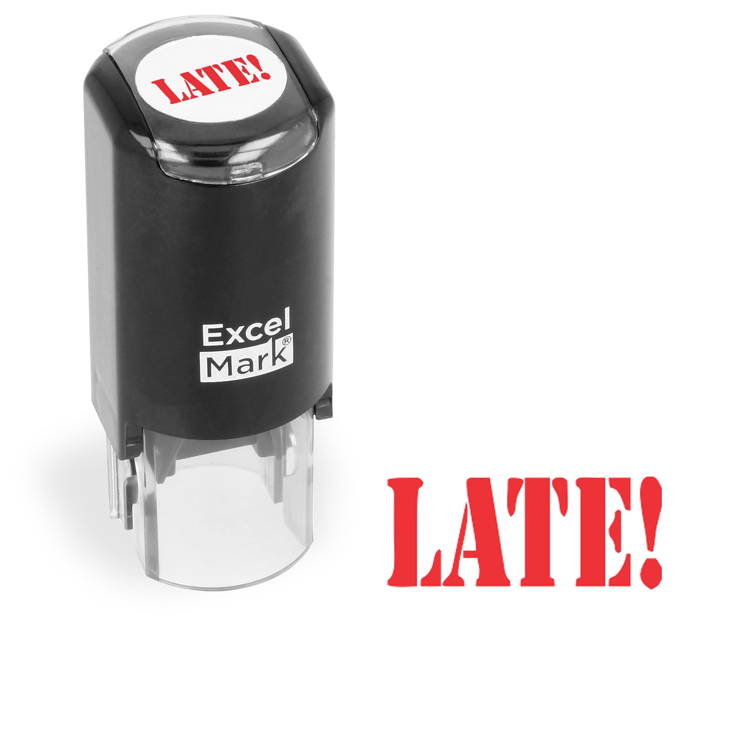 ExcelMark Late! - Self-Inking Round Teacher Stamp - Red Ink