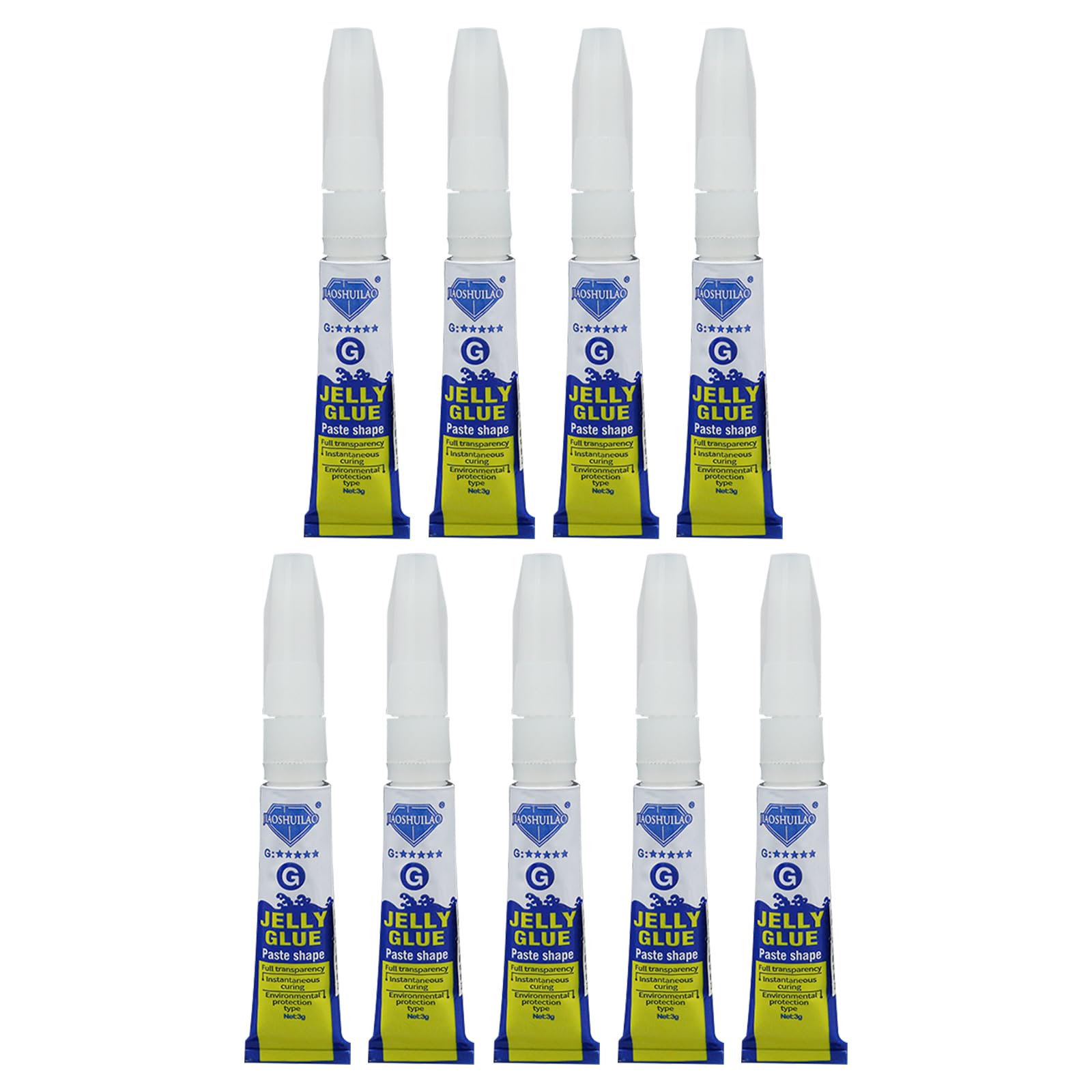 Jelly Glue G Fast-Drying Super Glue All Purpose Clear Adhesive for Plastic Model Toys Metal Glass Ceramic Stone Wood Nylon Phones Cases (3g*9/0.1 oz)