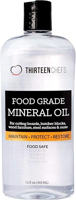 Thirteen Chefs Chopping Board Oil - Food Grade Mineral Oil for Chopping Boards, Cutting Boards, Granite, Worktops and Wood or Bamboo Butcher Blocks