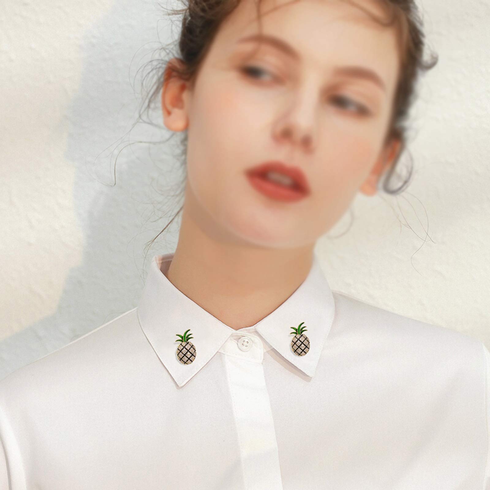 Broches de Mujer Broche Creativo de piña de Fruta, Pin de Cuello Pin de Camisa de Escote de Mujer Adorno de Ropa Broche Duradero y útil
