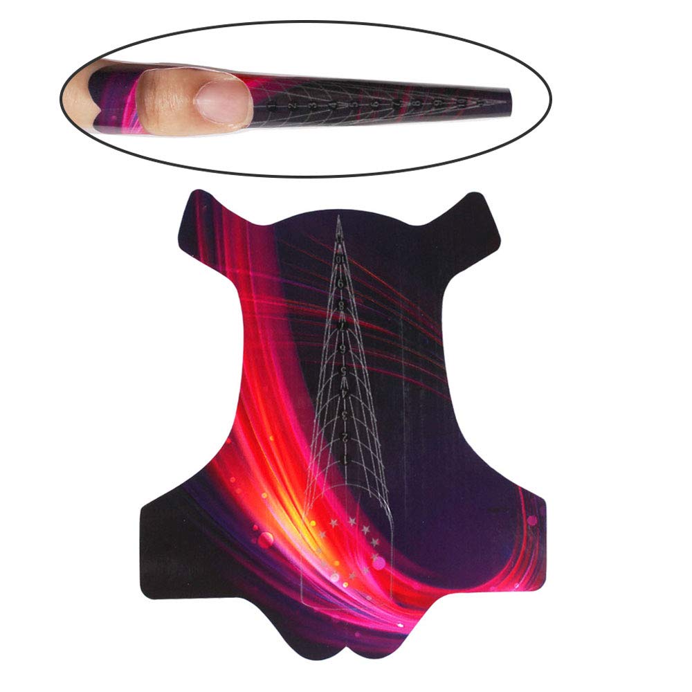 BeautyLeader 100Pcs Nail Forms System for UV Gel Acrylic Nail Tips Extension Sharp Ending Adhesive Nail Polish Form Sticker (Red)