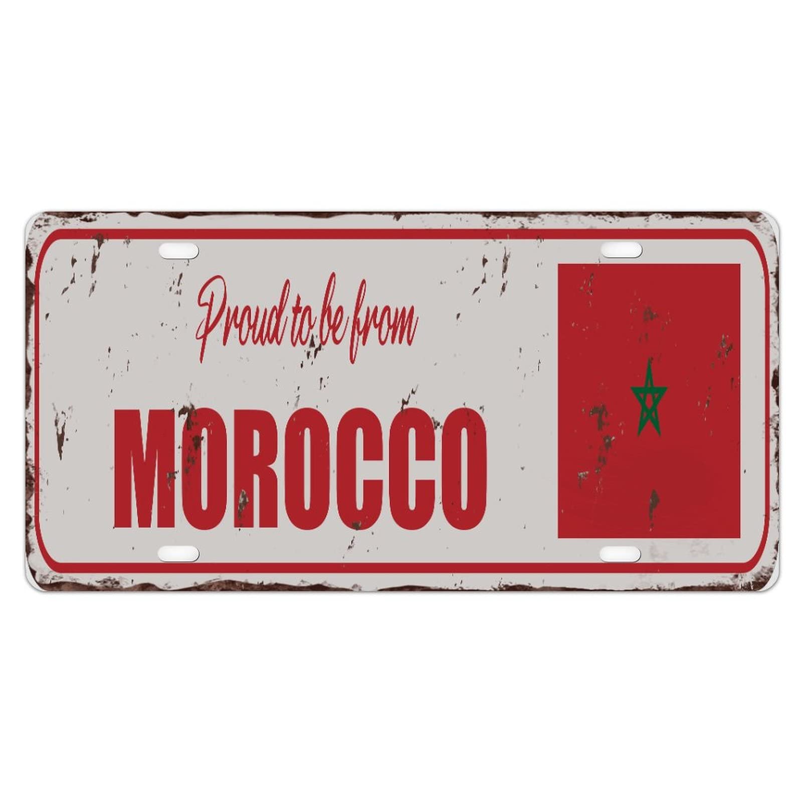 YelaceSing Proud to Be from Morocco Metal License Plates Morocco National Flag Vintage Metal License Plate Country Souvenir Gift Decorative License Plate Sign to Car Lover Patriotic 8×12 INCH