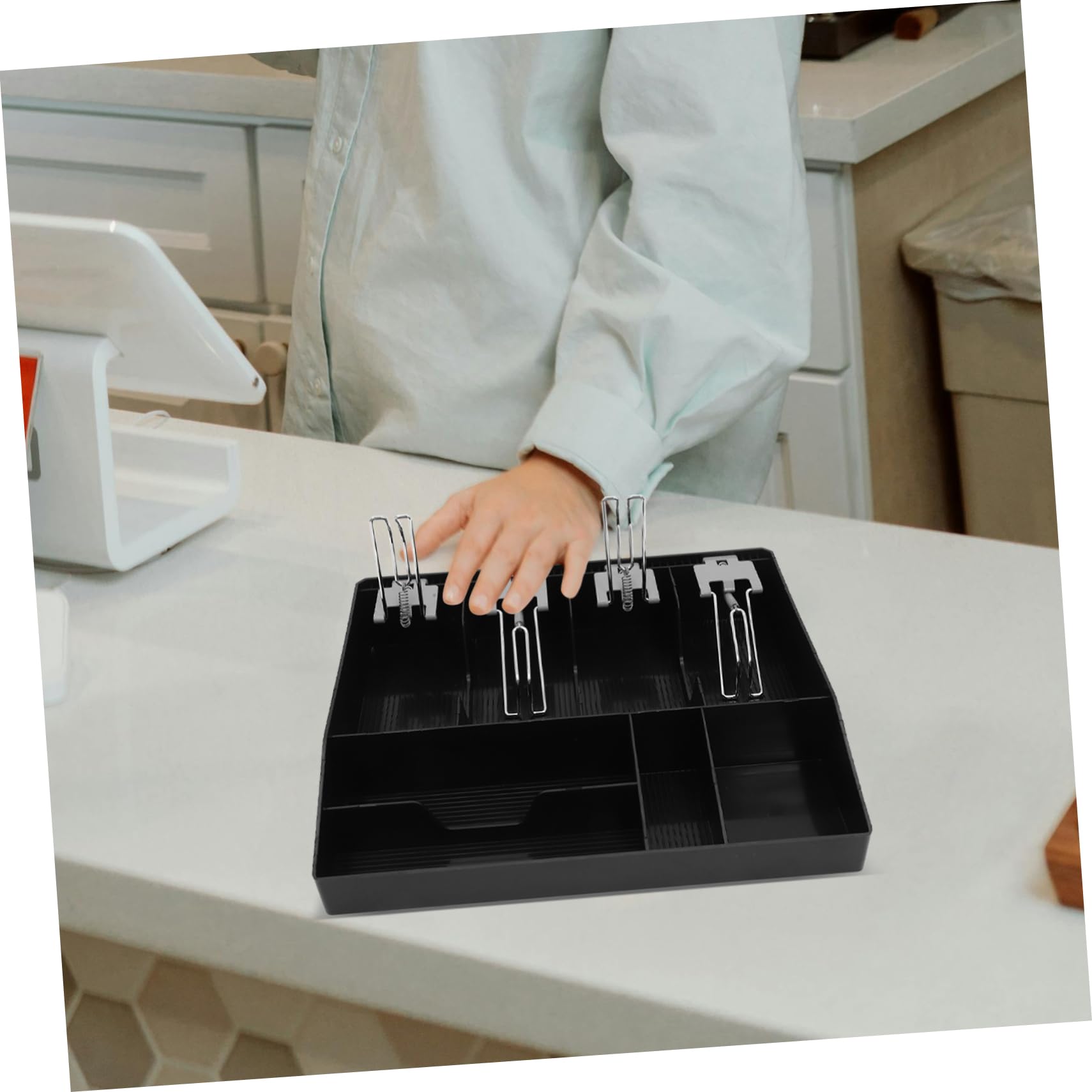 Portacontanti Multi-scomparti Per Registratore Organizer Per Contanti e Monete Portamonete Con Clip Per Negozi e Uffici