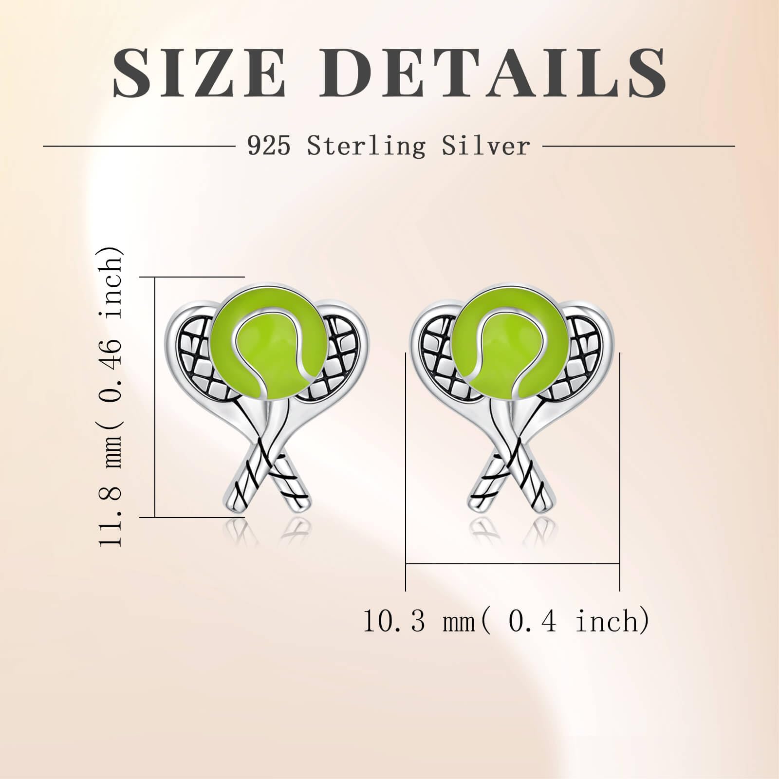 S925 - Orecchini a sfera da tennis in argento Sterling con sfera ipoallergenica per giocatori, gioielli sportivi, regalo per donne e ragazze