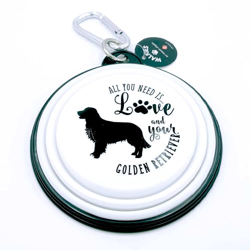 Bol de Viaje Plegable para Perros All You Need is Love and Your (Golden Retriever)