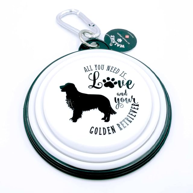 Bol de Viaje Plegable para Perros All You Need is Love and Your (Golden Retriever)