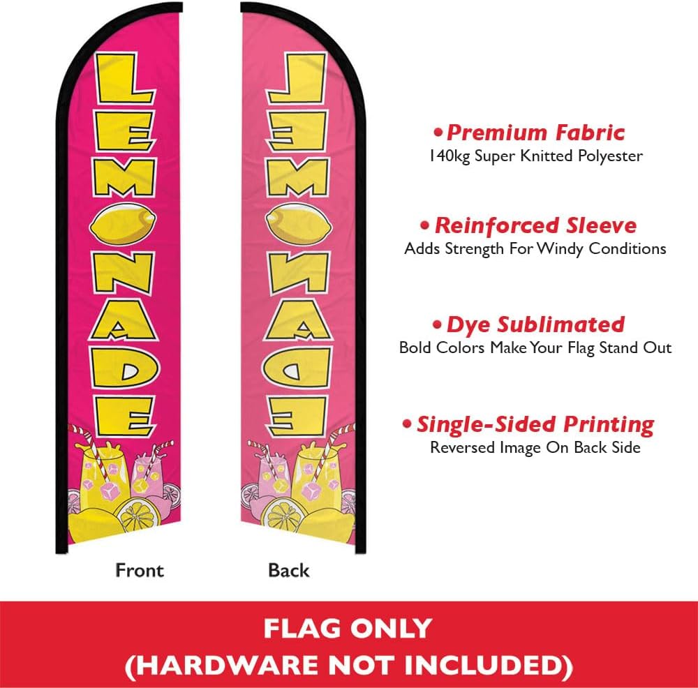 Infinity Republic - Lemonade Windless Full Sleeve Banner Swooper Flag - Perfect for Restaurants, Diners, Businesses, Markets etc!