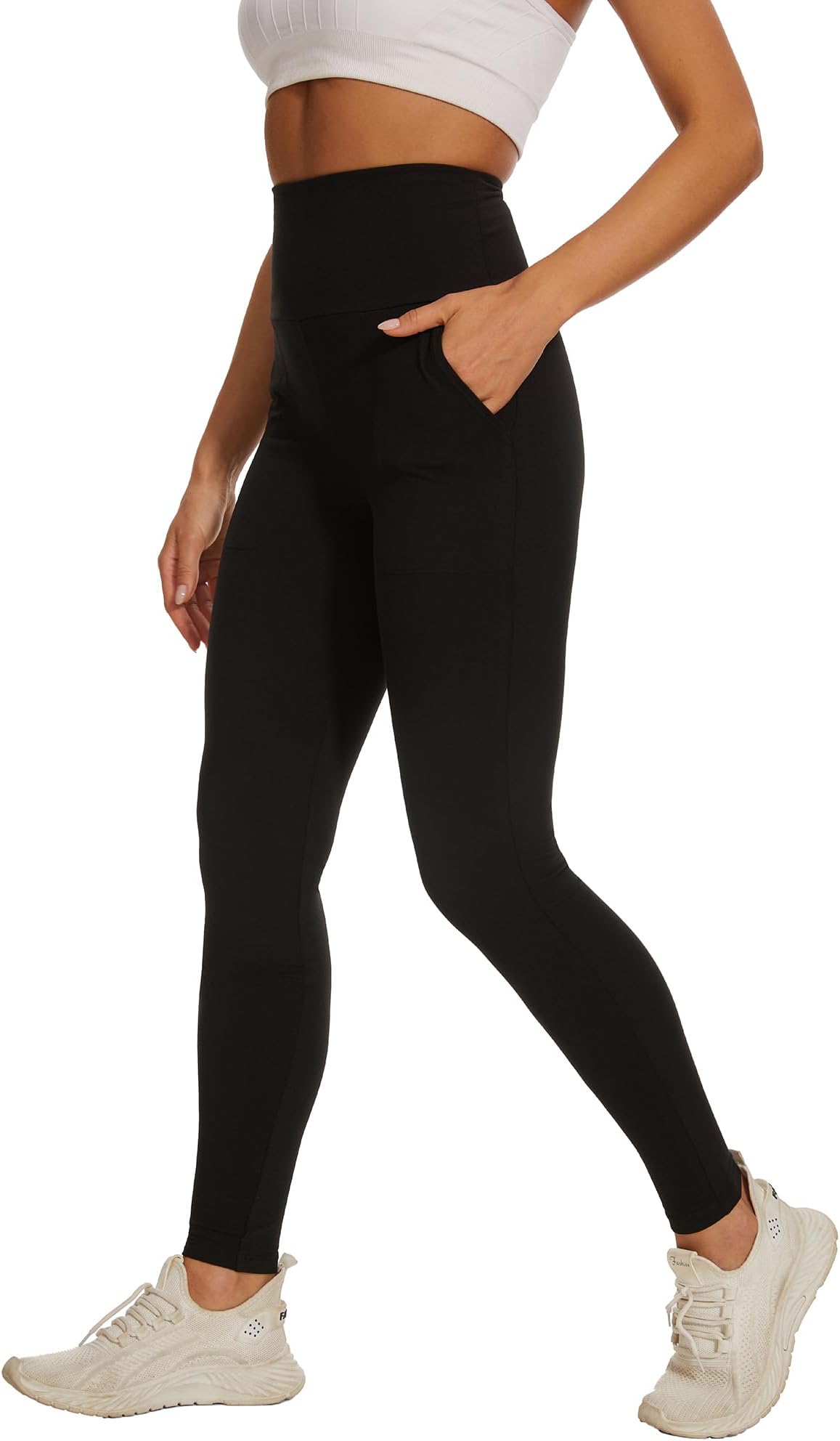 Ladies Multipurpose Leggings Soft Touch Side Outer Pockets High-Waisted Tummy Control Multi-Way Stretch Leggings Women Workout Gym Yoga Sports S-XL