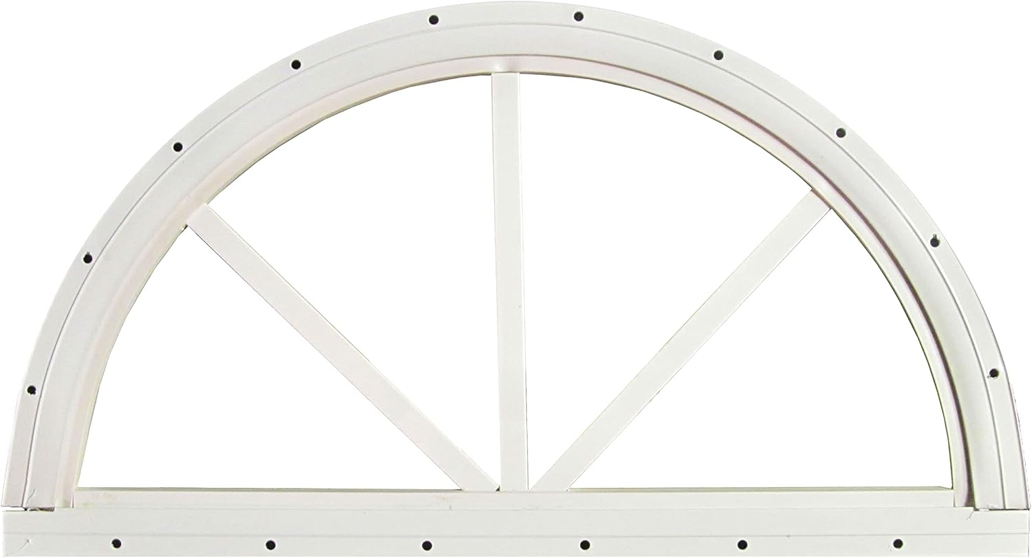 Shed Windows and More, 18 Sunburst Half Moon Shed Window, Playhouse Sunburst Window White Flush