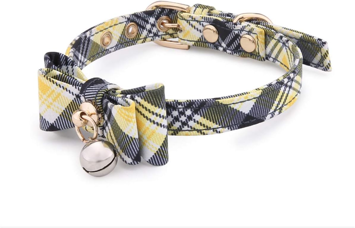 MOUISITON Grid Cat Collars with Bell Cat Safety Collar, Kitten Collar for Cat with 3 Colors Classic Color Collection, Neck Fit 7.5" -…