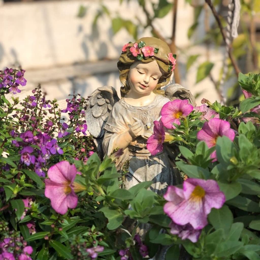 BIANBHUO Dekoracja posągów Anioły ogrodowe Ozdoby dekoracyjne Rzemiosło żywiczne Rzeźba postaci Dziedziniec Wystrój ogrodniczy, używany na balkon Taras Kwiaciarnia Dekoracyjne rzeźby ogrodowe Ozdoby