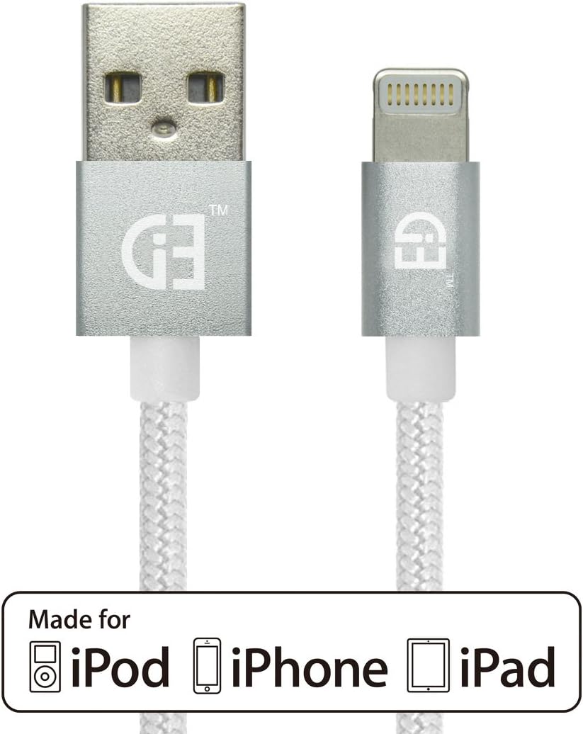 iTechnology Apple MFi Certified Power/SYNC Lightning to USB Cable 3.2ft / 1.0m,Lightning Cable with Ultra-Compact Slim Head Perfect for iPhone 6/Plus/ 5s 5c 5, iPad Air Air2 mini3, iPad 4th gen, iPod touch 5th gen, and iPod nano 7th gen,iPhone 6 data cable,iPhone 6 plus usb cable,iPad air Cable, (Silver 3.2ft)