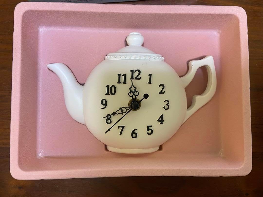 新品 ティーポット 陶器 置き時計 かけ時計 アフタヌーンティー 動作確認済み ティーポット 陶器 置き時計 かけ時計 アフタヌーンティー 動作