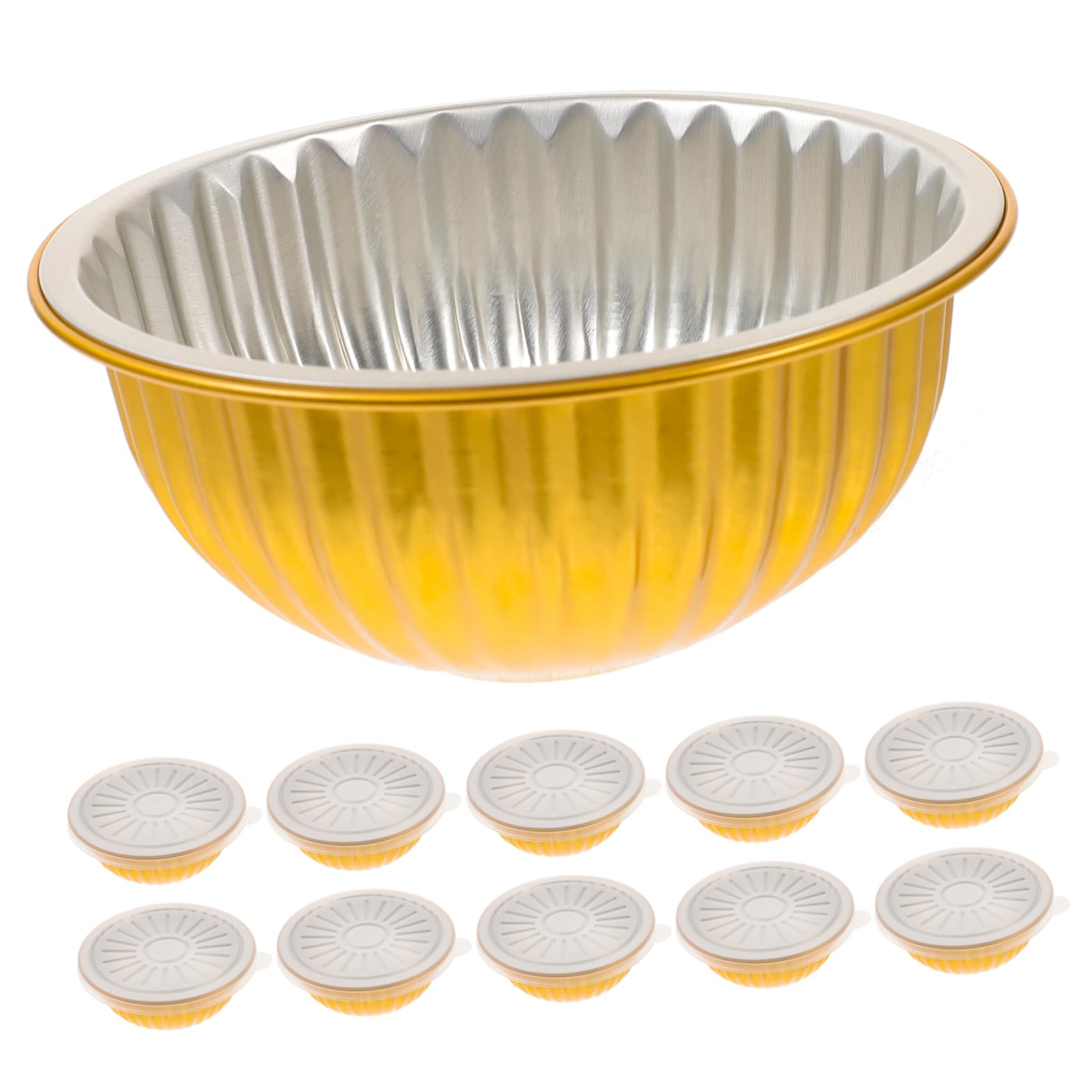 FUNOMOCYA 20pcs Disposable Takeaway Bowls Aluminum Foil Boxes Heatproof Round Storage Containers for Bbq