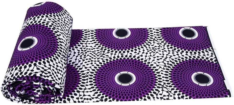 HollandaisWax African Fabric 6 Yards Kente Print Cotton DIY Head Wrap Head Tie Scarf Party Dress