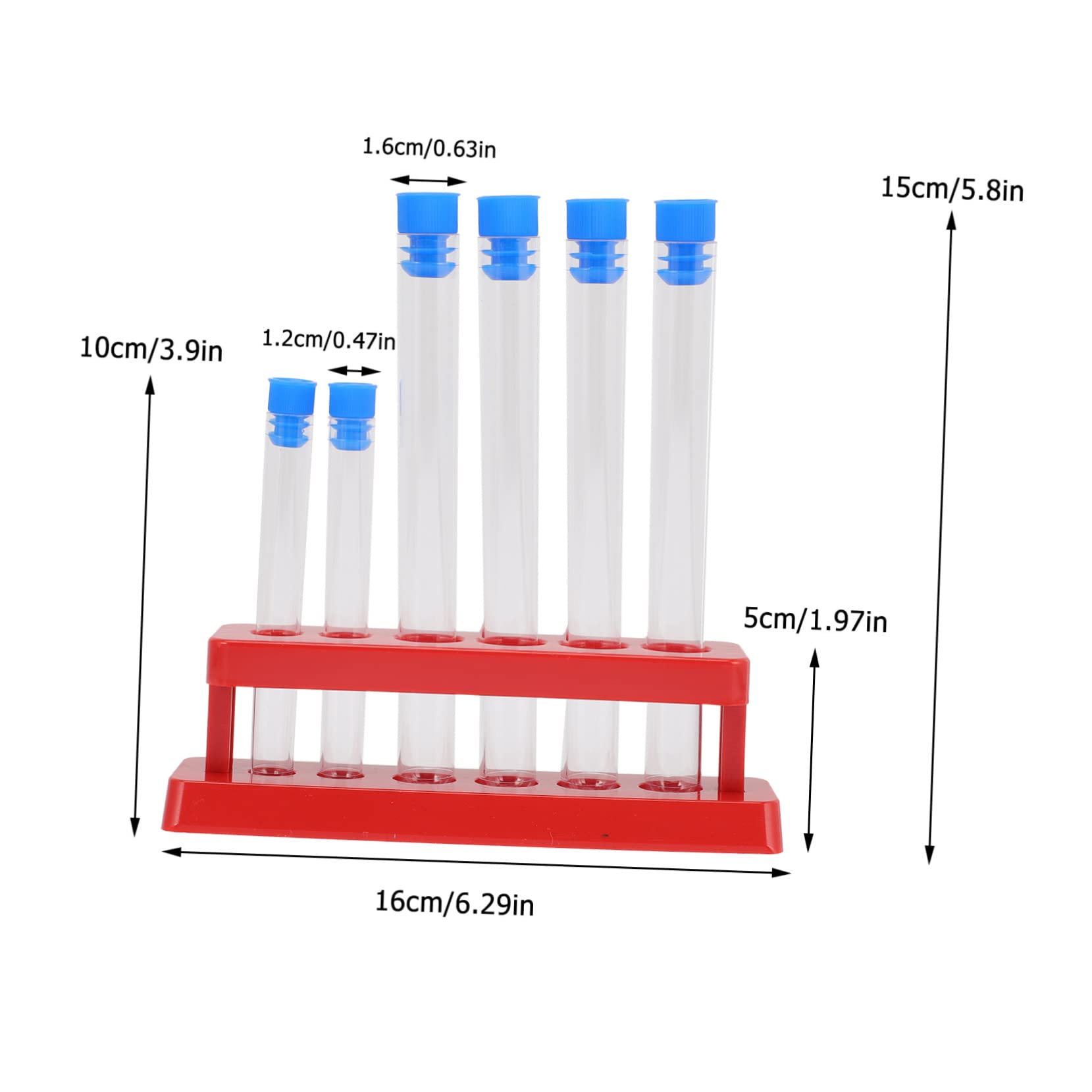 FUNOMOCYA Lab Testing Tube Rack 7pcs Plastic Vials Cork Blue Light for Easy Observation Random Color