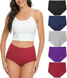 Women High Waist Cotton Knickers C Section Underwear Ladies Full Coverage Briefs Tummy Control Panties Underpants Multipack 5