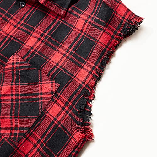 Sleeveless Plaid Front Shirt for Men,Cowboy Button Down Shirts4