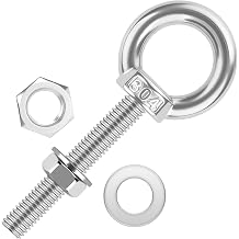 4 Pack M8 x 50mm Stainless Steel Eye Bolts with Nuts & Washers, Lifting Ring Threaded Eyebolt Kit for Swing Board Furniture and DIY 5/16" x 2 inch
