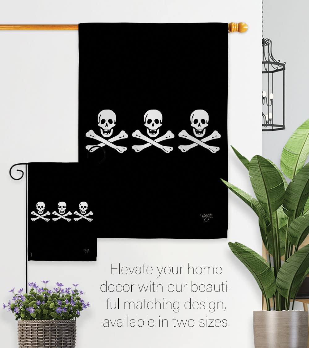 Breeze Decor H107033-BO Christopher Condent's Coastal Pirate Impressions Decorative Vertical 28" x 40" Double Sided House Flag Printed in USA