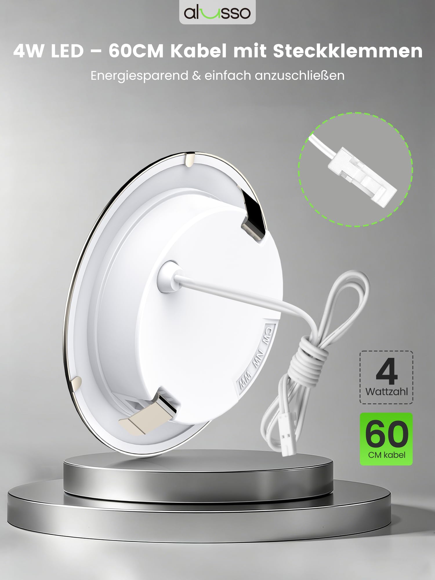 ALUSSO 6er Set 12V LED Einbaustrahler Decke 4W Möbel Einbaustrahler 3000K Warmweiß 4000K Neutralweiß 6000K Kaltweiß, Einbaustrahler LED Flach Bohrloch 55-58mm und 14.5mm Flache, IP44 Wasserdicht