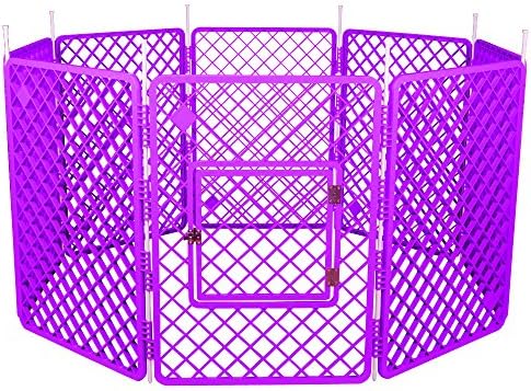 Iris Ohyama, Dog playpen / puppy playpen, 1,7 m², 8 panels, door with latch, rods for easy assembly & disassembly, weather-resistent, for dog - Pet Circle H-908 - White