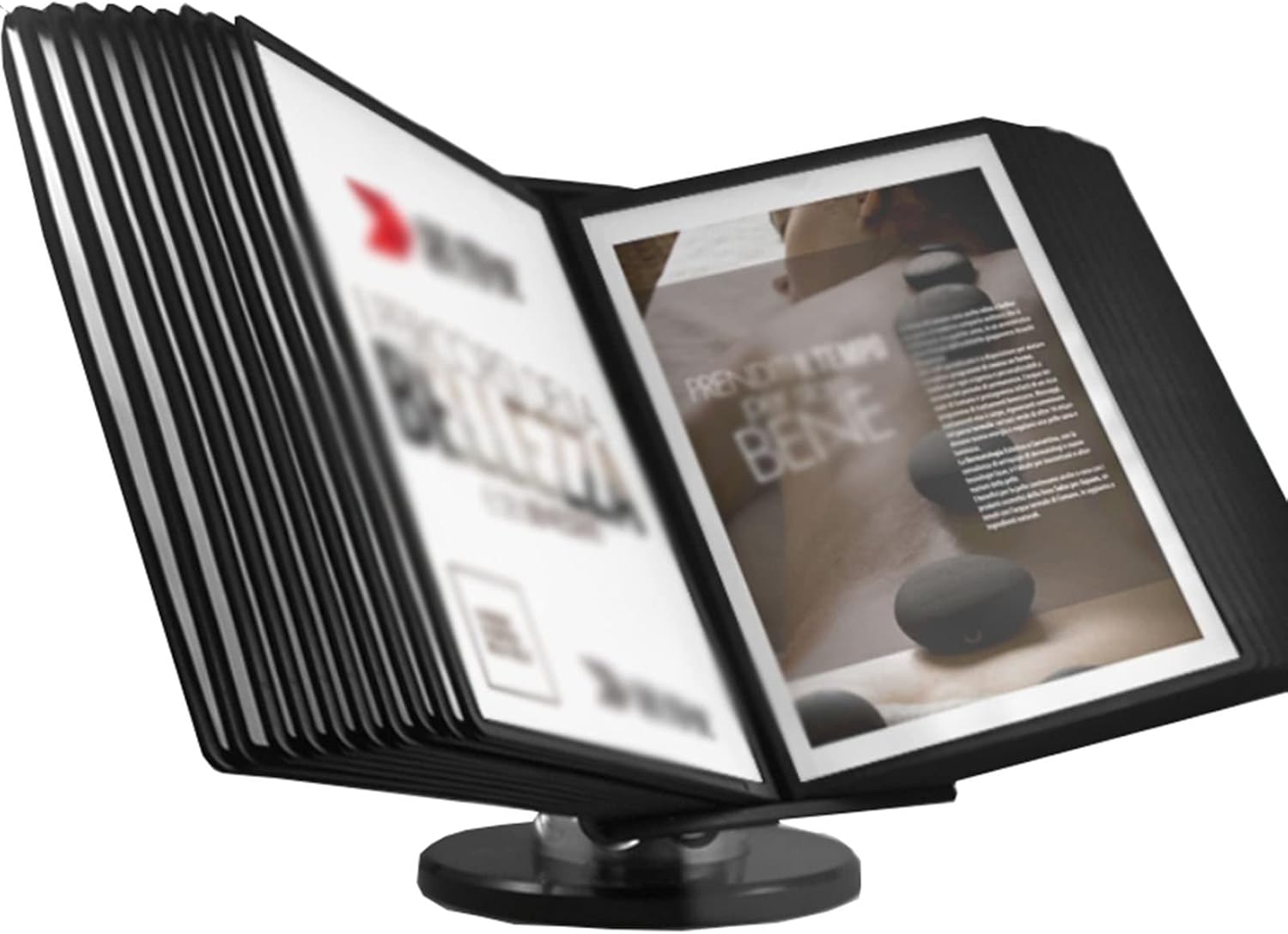 10 and 20- Pocket Desktop Reference and Catalog Display Racks，A4 Paper Flip Flie Folder, Poster Flip Book Display Stand with Easy-Load Pockets and Compact Weighted Base for Maximum Stability