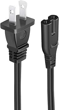 8.2ft 2 Prong Power Cord for Sony PlayStation 4 PS4 Slim 2-Slot AC Power Cord Supply Cable Replacement